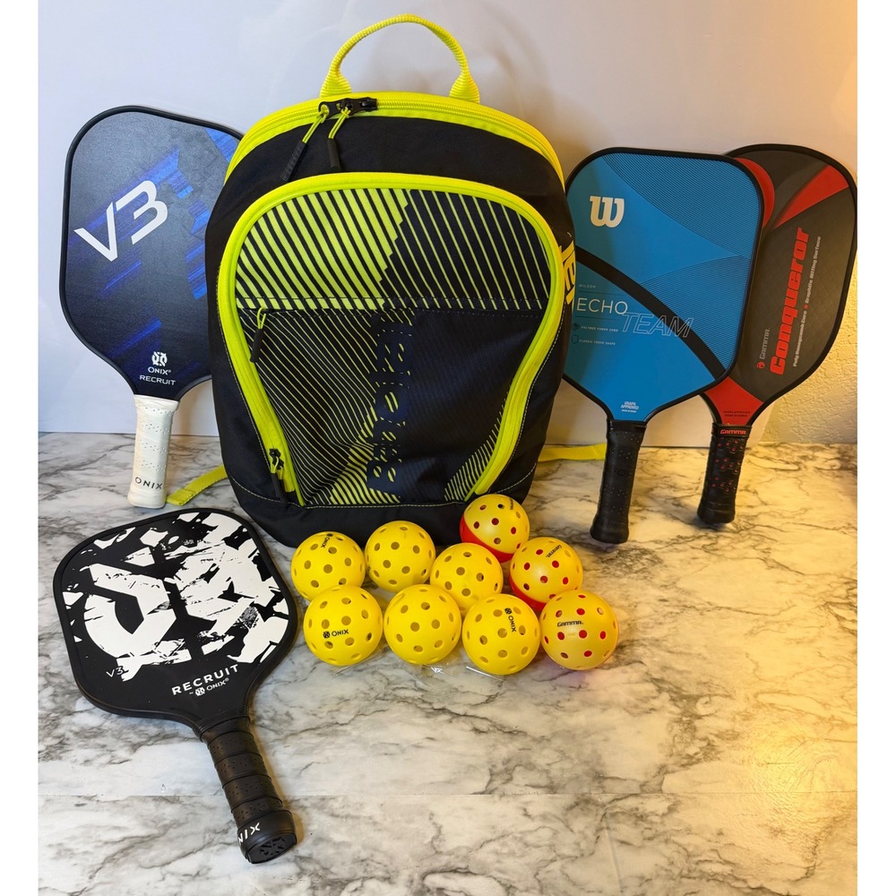 Pickleball Set 4 Paddles Wilson Echo Onix Recruit Gamma Babolat Bag 9 Balls